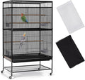 ASOCEA 2Pack Large Bird Cage Seed Cather,Bird Cage Cover Adjustable Soft Airy Skirt Guard for Parrot Parakeet Macaw African Round Square Cages Cover (118 * 31.5in/300 * 80cm) (Black & White)