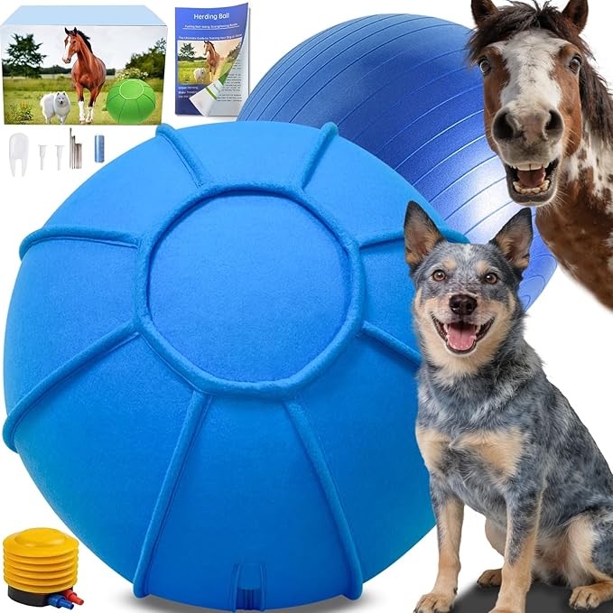 Herding Ball for Dogs, Dual Layered Herding Dog Ball Set for Australian Shepherd, Cattle, Collie, for Dog, Agility Equipment- Free Training Book