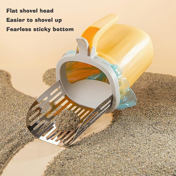 Cat Litter Scoop, Large Capacity Mess-Free Cat Litter Scooper with Bags, Spill-Proof Kitty Box Sifter, Bin Doubles as Scoop Holder