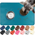 VIVAGLORY Dog Food Mat Flexmat Dog Bowl Mat, Placemat Food Tray with Raised Edges & Lip for Indoor Floor, Non Slip Waterproof Silicone Dish Placemat for Cat & Pet, S, Deep Blue