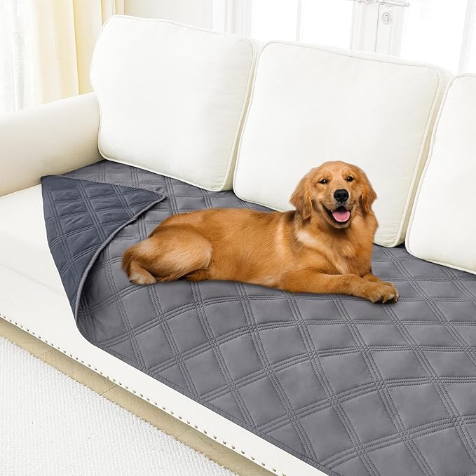 Smiry Waterproof Dog Bed Cover Blanket 40x90, Soft Reversible Pet Blanket, Washable Leakproof Cats Dogs Couch Cover for Sofa, Couch, Furniture, Grey/Dark Grey