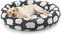 JOEJOY Donut Large Dog Bed, Cute Round Calming Dog Bed with Removable Washable Cover, Orthopedic Pet Beds with Jacquard Shaggy Plush & Non Skid Bottom, Black