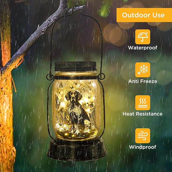 German Shorthaired Pointer Gifts for Women/Men, Pet Solar Lanterns German Shorthaired Pointer Lover Lantern Pet Loss Dog Memorial Lights Solar Garden Decoration for Yard,Patio,Torches Light Home Decor