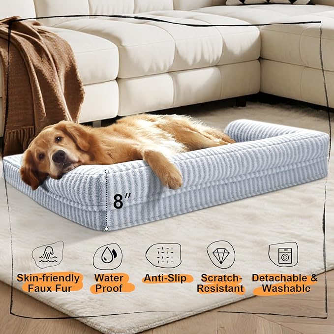 Orthopedic Waterproof Dog Bed for Extra Large Dog Sofa Comfy Pet Bed with Washable Removable Cover & Non-Slip Bottom