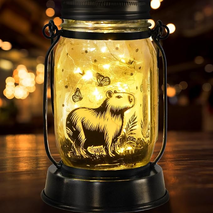 kyoryuger Capybara Gifts for Women/Men Capybara Solar Lanterns Mom Grandma Birthday Present Lantern Memorial Lights Solar Garden Decoration Outside for Yard, Patio,Backyard,Porch Torches