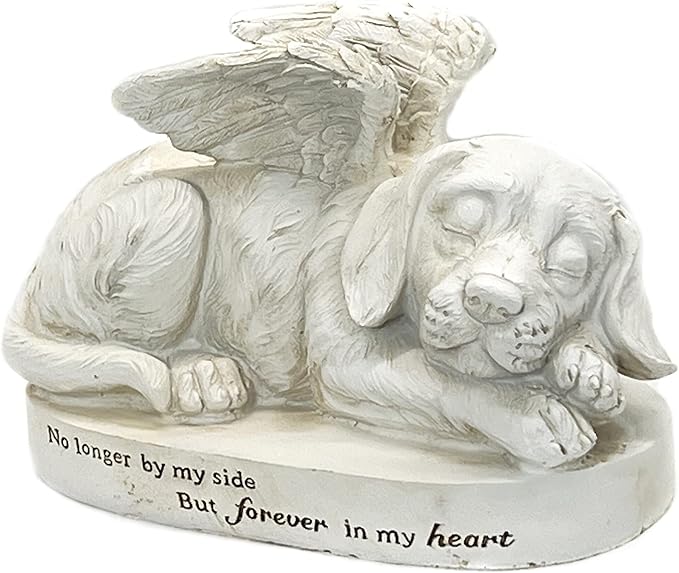Bellaa Dog Statues 10 Inch Angel Wings Labrador Golden Retriever Puppy Pet Outdoor Garden Memorial Monument Grave Marker Tribute Stone Finish Sculptures Home Decor