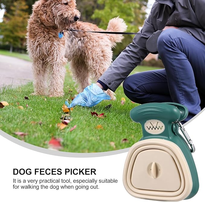 Portable Foldable Pet Pooper Scooper with Clip, Small Mustard Green Dog Waste Pickup Tool for Outdoor Use, Lightweight Plastic Puppy Poop Scoop for Travel and Walks