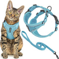 Voyager Escape-Proof Step-in Lock Cat Harness & 5ft Neoprene-Handle Leash Set All-Weather Mesh with Reflective Stitching for Small to Large Cats by Best Pet Supplies, Baby Blue (327), S