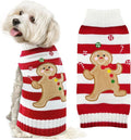 Dog Christmas Sweater Xmas Pet Clothes Cute Striped Gingerbread Man Costume Holiday Puppy Cat Jumpers Outfits New Year Gifts for Small Medium Large Dogs(Red Gingerbread Man,M)