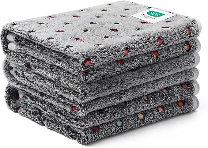 Luciphia 1 Pack 3 Blankets Super Soft Cute Dot Pattern Pet Blanket Flannel Throw for Dog Puppy Cat Large(41x31), Grey