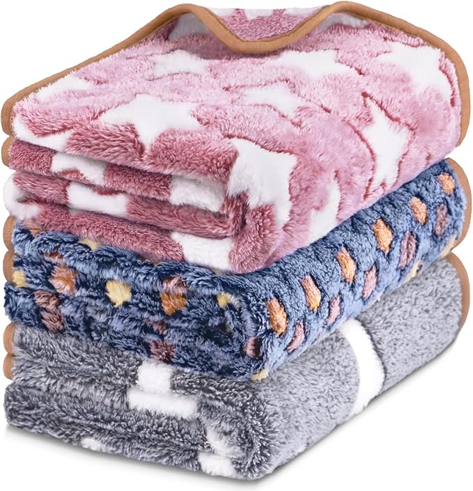 3 Pcs Dog Blanket Super Soft Pet Puppy Blankets Calming Dog Blankets for Small, Medium Large Dogs Warm Sleep Mat Washable Dog Blanket for Puppy Cat (42"×30")