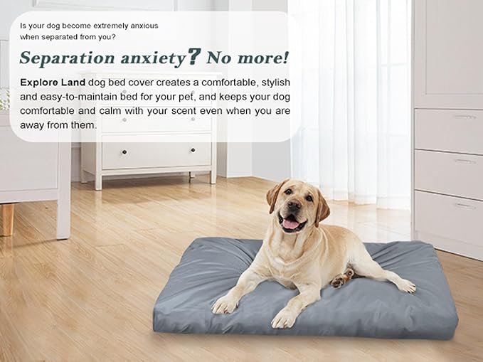 Explore Land Scratch Resistance Dog Bed Cover Canvas Washable Dog Crate Pad Replacement Cover, 40Lx27Wx4H inch, Charcoal
