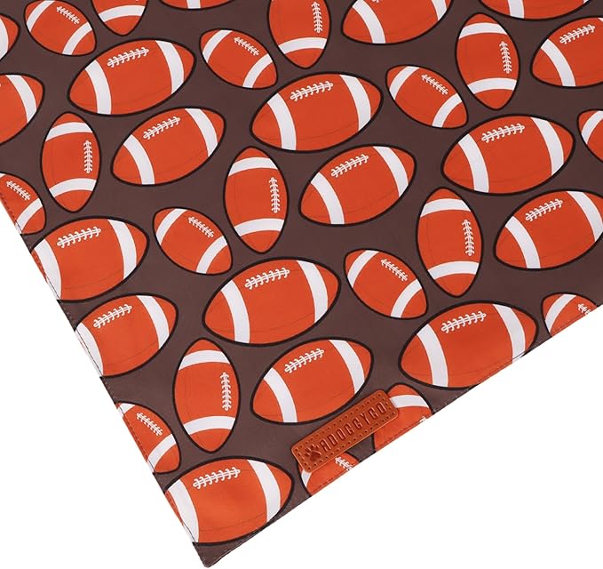 ADOGGYGO Dog Bandanas Boy Girl, Reversible Football Donuts Pet Scarf, Premium Fabric, Adjustable Fit Brown Football Bandanas for Small Large Dogs (Small)