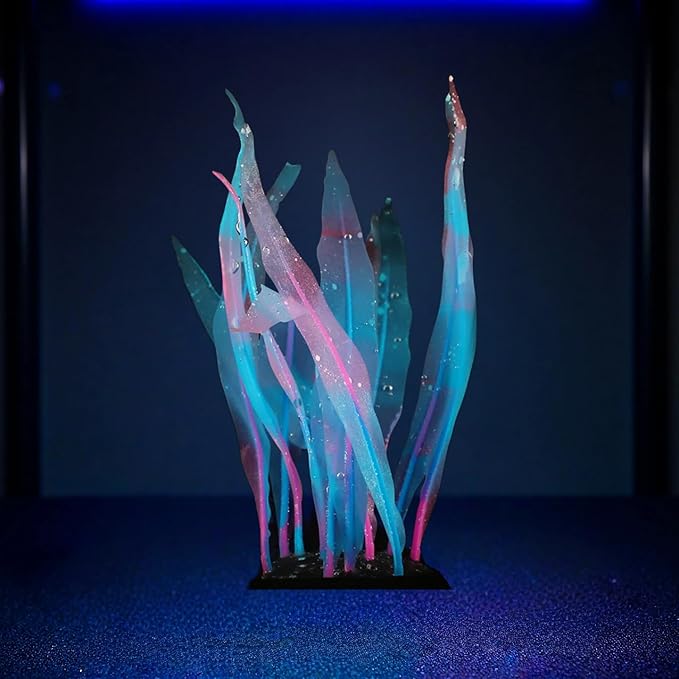 4-Pack Silicone Fluorescent Aquarium Plants & Decor - Realistic Jellyfish, Mushrooms for All Fish Tanks, Essential Decorations