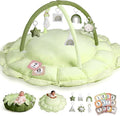 HAN-MM 5-in-1 Convertible Baby Play Gym with 6 Toys, Tummy Time Mat for Sensory Development, Baby Activity Center from Newborn to Toddler, Ball Pit, Soft Plush Pet Mat, Green