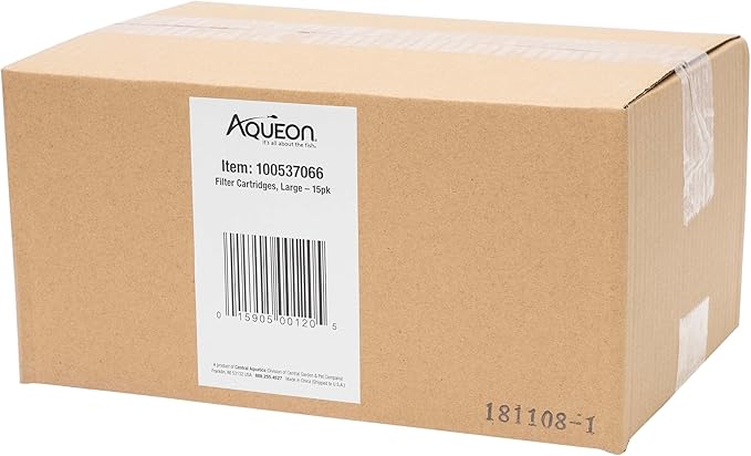 Aqueon Replacement Filter Cartridges For Filter Models 20, 30, 40, 50, and 75, and Canister Models 200, 300, and 400, Large, 15 pack