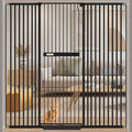 WAOWAO 71" Extra Tall Cat Pet Gate 29.92-61.42" Wide Pressure Mounted Walk Through Swing Auto Close Safety Black Metal Dog Pet Puppy Cat for Indoor Stairs,Doorways