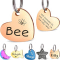 Anavia Small Size Dog Cat ID Tags, Small/XS Personalized Color Plated Stainless Steel Puppy Kitten Name Tags, Customized Engraved Nameplate Pet Collar Tag (Rose Gold, Heart)