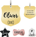 Ultra Joys Cat ID Tag Personalized Pet Tags, Durable Stainless Steel Small Pet Mini Dog Cat Tag Lightweight - Shield Tag in Gold