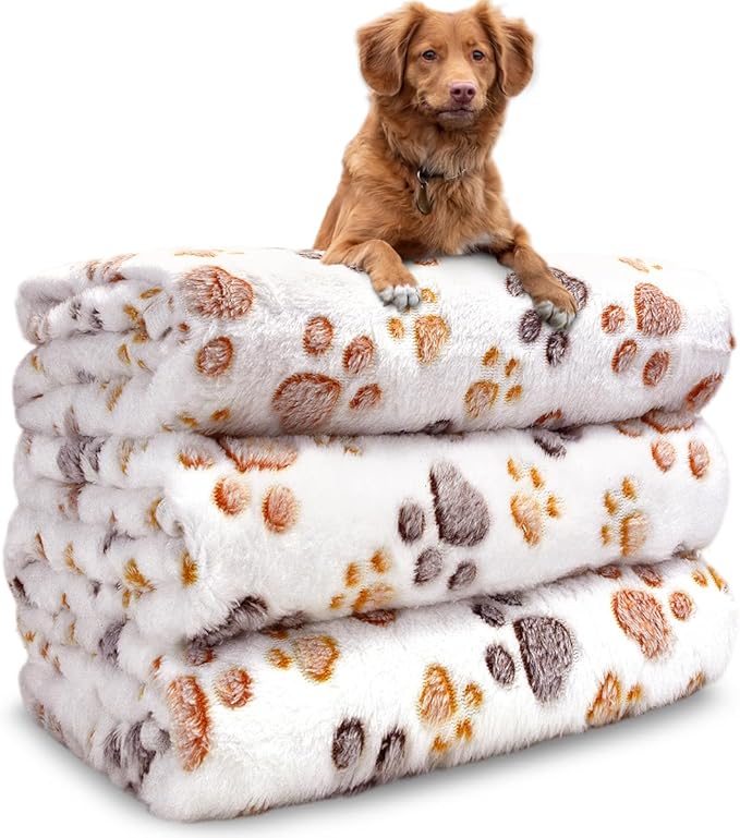Dog Blankets for Medium Large Dogs Washable, 3 Pack Pet Blanket Washable 41" x 31", Fuzzy Soft Puppy Throw Cover for Kennel Crate Bed