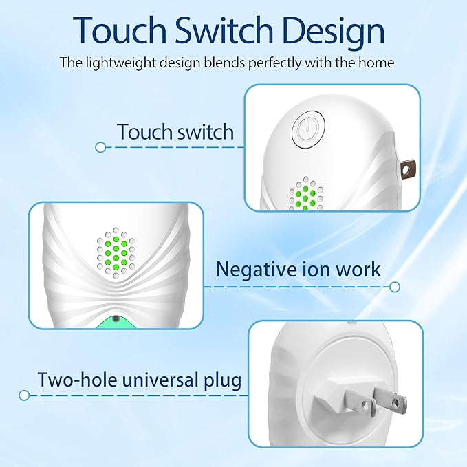 Air Purifiers for Home (4-Pack),Plug-in Air Purifier with Negative Ion Technology, Quiet Odor Eliminator for Smoke, Pets, Kitchen, Bathroom, Dust, and More