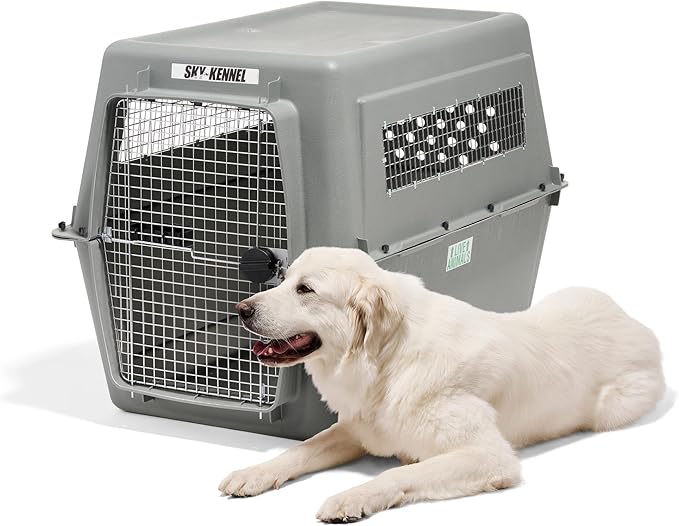 Petmate Sky Kennel IATA Airline Compliant Plastic Dog Crate For Air and Land Travel, Giant 48" L For Pets 90-125 lbs, Heavy Duty Dog Kennel, Made in the USA