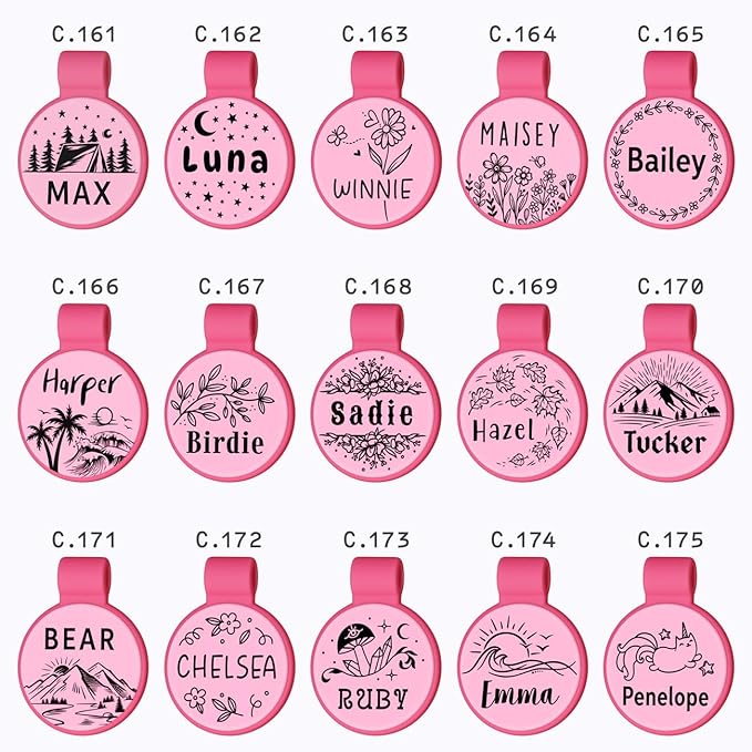 Silent Silicone Dog Tags, Custom Engraved Pet ID Tags for Cats and Dogs, Personalized Small Size Cat Tags with Cute Designs (Designs, Regular)