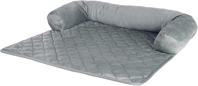 Couch Cover for Dogs - 30x30.5 Water-Resistant Pet Furniture Protector with Memory Foam Bolster and Quilted Fabric - Pet Supplies by PETMAKER (Gray)