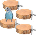 4PCS Natural Wood Round Bird Perch Platform for Cage - Parrot Perch Stand for Conures, Cockatiels, Budgies, Lovebirds, Parrotlets, Small Bird Cage Accessories