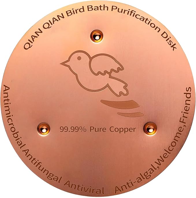 QIANQIAN Bird Bath Copper Disk, Copper Bird Bath Purification Disk (2, Copper)