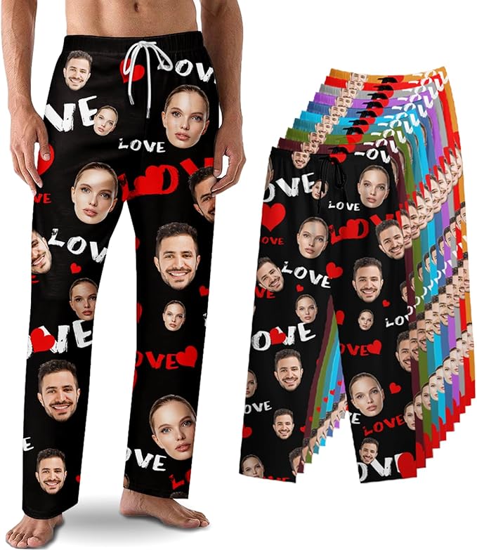 Custom Pajama Pants with Face customized PJ Pants Christmas Valentine gifts for Men Women