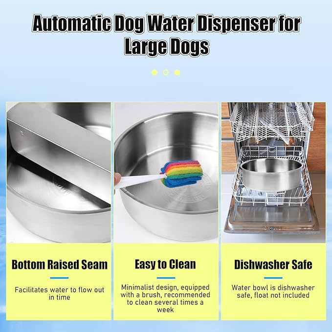 Automatic Dog Water Bowl Dispenser Large Breed Stainless Steel Auto Fill Dog Waterer with Float Valve Livestock Water Trough for Large Dogs Cats Chicken Livestock