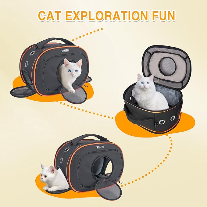Airline Approved Cat Carrier 17" x 12.5" x 9", Fully Removable with Thick Double-Sided Padding, Breathable & Portable for Cats, Rabbits, Hamsters Under 12 lbs