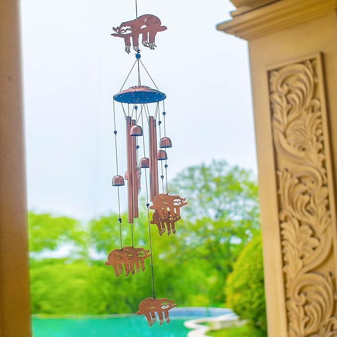 Sloth Wind Chimes for Outside,Sloth Gifts for Women/Men/Sympathy Gift/Memorial Gifts/Birthday Festival Metal windchimes Outdoors/Indoors,Patio Decor,Garden Decor,Home,Yard