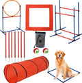 CuisinSmart Dog Agile Course Backyard Set, Dog Obstacle Course Backyard with 2-Set Agility Hurdle,Jump Ring, Tunnel, Pause Box, 8 Weave Poles, Toy Balls & Portable Storage Bags,Dog Agility Equipment