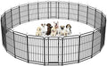 Heavy Duty Dog Playpen: 24 Steel Panels 47" Height, Square Steel Pipe with Reinforced Crossbars, 54FT 227 Sq.ft Portable Fence for Yard RV Camping, Snowy Black