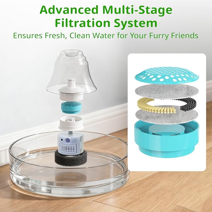 Glass Cat and Dog Water Fountain 90oz/2.7L, Automatic Pet Water Dispenser with Quiet Pump, Drinking Fountain for Cats and Small Dogs, Easy to Clean