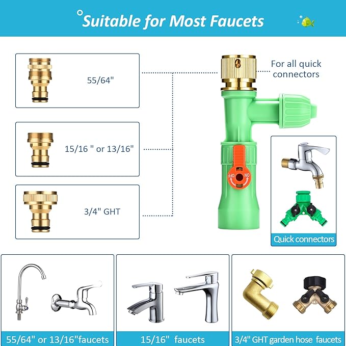 ZZM Fish Tank Cleaning Tools, Aquarium Water Changer Kit, Siphon Fish Tank Vacuum Gravel Cleaner, Universal Water Pump Accessories for Aquarium Quick Water Change (50ft)