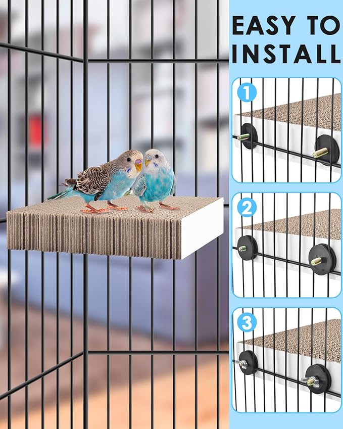 KATUMO Bird Toys, 7.8 Inch Paper Parakeet Shredding Chewing Toys Parrot Perch Platform Conure Foraging Toys for Budgie Cockatiel Lovebird Small Birds