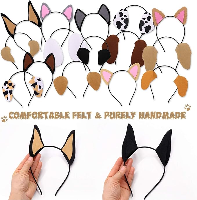 CiyvoLyeen Puppy Dog, Farm Animals Ear Headbands, for Birthday Party Decoration, Zoo Farmhouse Birthday Party Favors Supplies