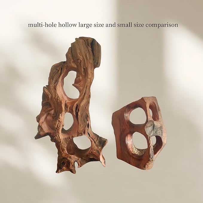 Natural Wood Aquarium Cave Betta Fish Hideout for Aquarium Fish Tank Decorations-Reptile Hide-Snake Hide-Cave for Cichlids Habitat Shelter for Crayfish Shrimp and Other Aquatic Pets 9-11.8"