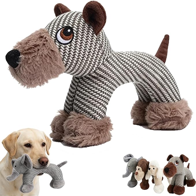 Linen Safari Companions, Squeaky Dog Chew Animals, with Durable Linen Material, Durable and Resistant to Chewing, for Relieve Dog's Boredom (Dog)