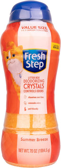 Fresh Step Cat Litter Crystals Deodorizer, Non Toxic Odor Neutralizing Crystals for Litter Boxes that Help Control Smells and Keep Home Areas Fresh, Summer Breeze Scent, 70 Ounce