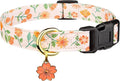 Cotton Handmade Dog Collar Cute and Distinctive Patterns Pink Sunflower with Pendant for Girl Boy Dogs Collars L