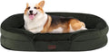 Dwanton Orthopedic Dog Bed for Medium Dogs with Gel Memory Foam, Waterproof Dog Sofa, Washable Pet Bed with Four Sided Bolster Cushion, Removable Cover & Non-Slip Bottom, 35", Green