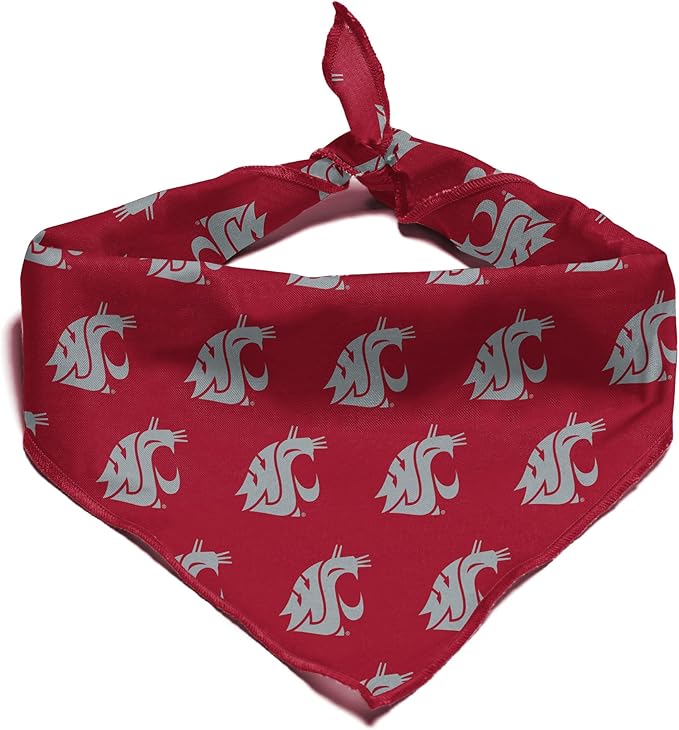 Washington State Cougars Officially Licensed Bandana for Dogs and Cats | Fits Pets Great Gift Idea | Easy-to-Tie (Small, 13")