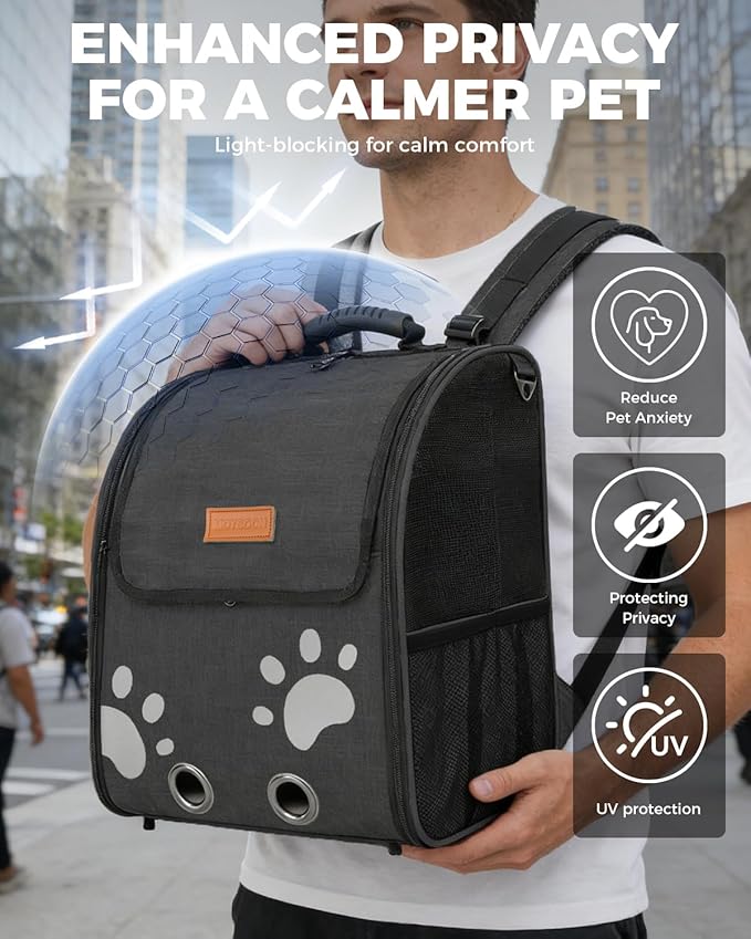 Cat Carrier Backpacks for Kitty Small Dog up to 15 lbs, Lightweight and Foldable Dog Backpack Carrier with Breathable mesh for Travel, Walking, Hiking, Camping and Vet (Black)