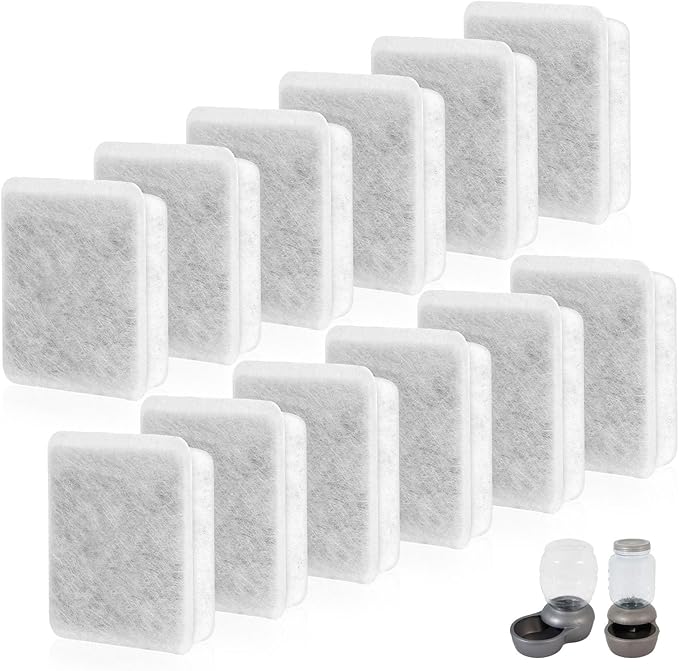 Pet Fountain Charcoal Water Filter Replacement, Dog Cat Water Bowl Filter Pet Water Filter Fit for Gravity Waterer Bowls Pack of 12