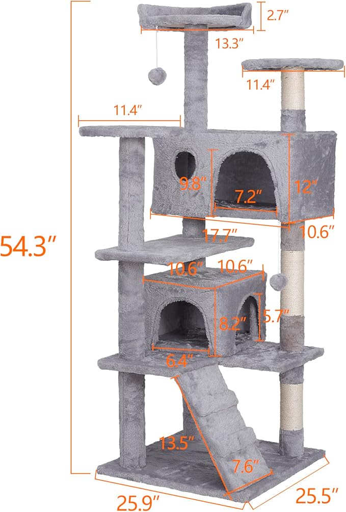 Nova Microdermabrasion 54 in Cat Tree Tower for Indoor Cats Multi-Level Cat Condo Cat Bed Furniture with Scratching Post Kittens Activity Center