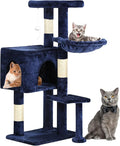 BestPet | 37" Cat Tree Tower | Navy Blue | Sturdy Multi-Level Cat Tree with Plush Condo, Cozy Perch, Sisal Scratching Posts, Hanging Toy and Hammock | Easy Assembly | for Kittens & Adult Cats